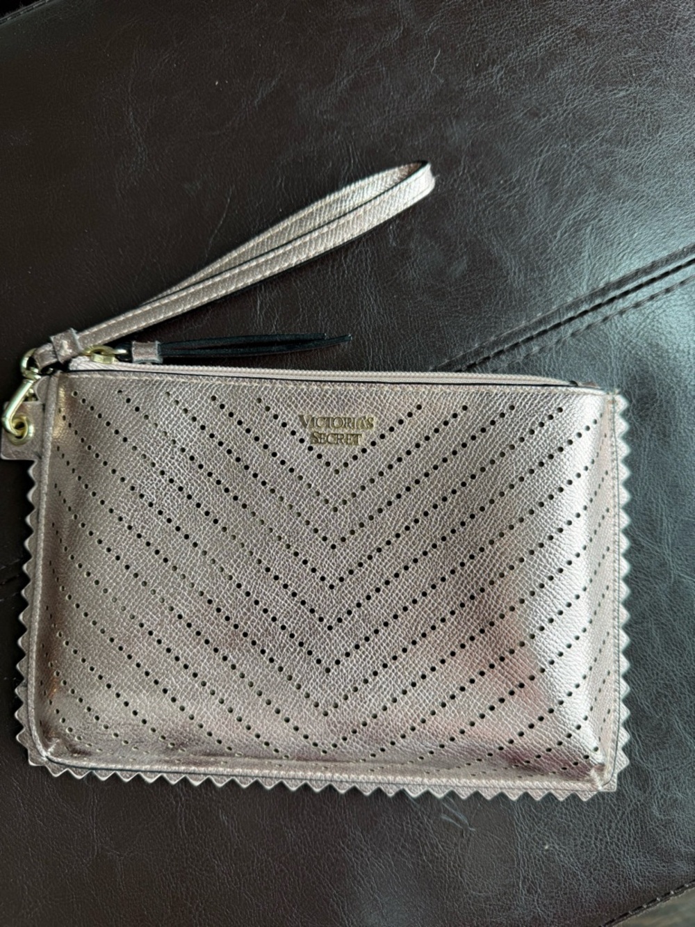 Victoria's Secret Metallic Rose Gold Wristlet Clutch